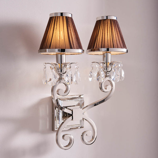 Interiors 1900 Oksana 2 Light Wall Light Chocolate Brown