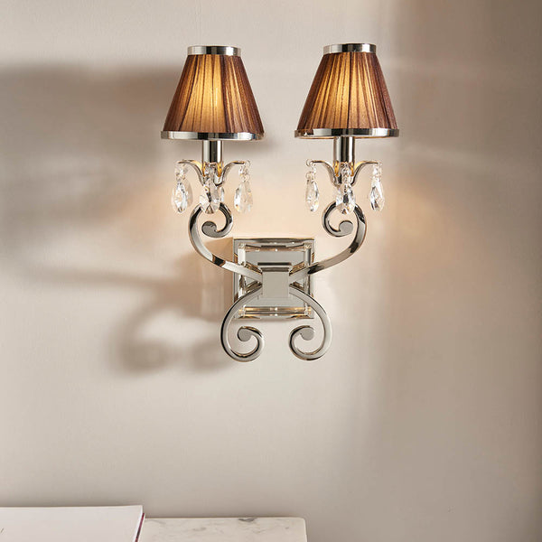 Interiors 1900 Oksana 2 Light Wall Light Chocolate Brown