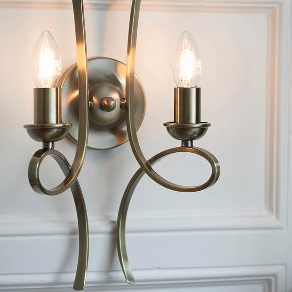 Interiors 1900 Penn 2 Light Twin Wall Light Brass
