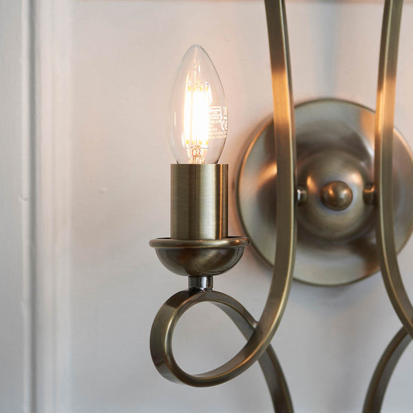 Interiors 1900 Penn 2 Light Twin Wall Light Brass