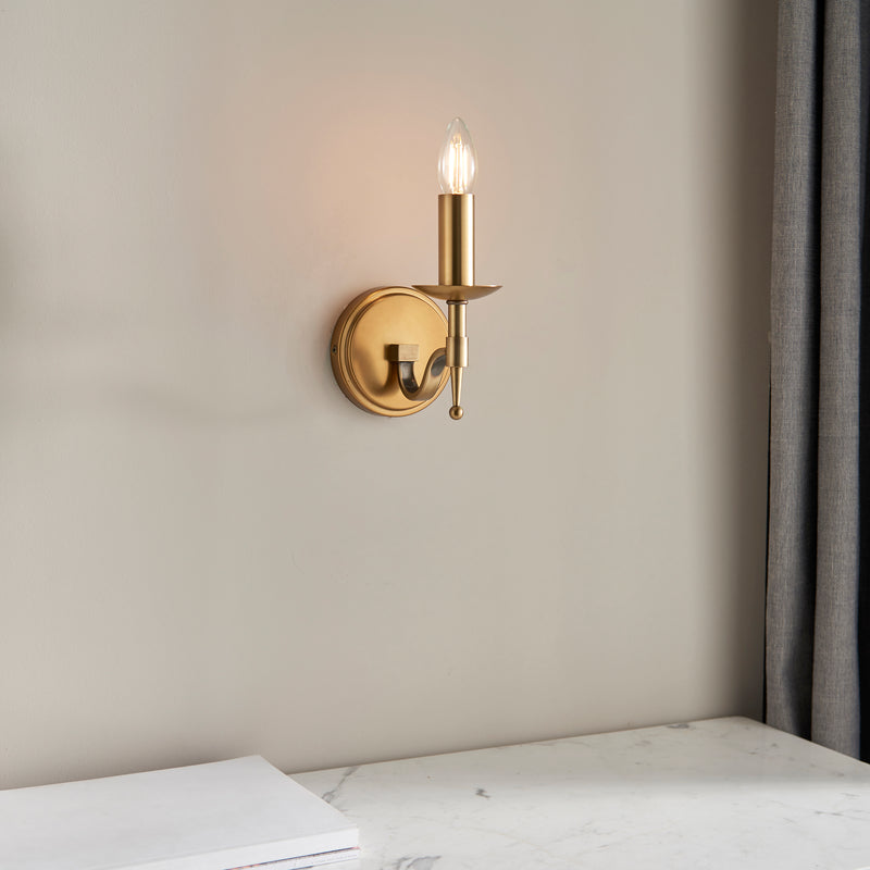 Interiors 1900 Stanford 1 Light Wall Light in Antique Brass