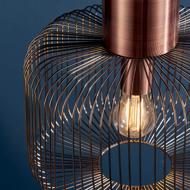 Detail of the antique copper finish on the Nicola Cage Pendant