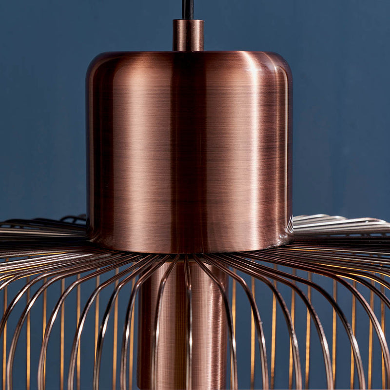 Close-up of the Nicola Cage Pendant ceiling plate and fittings