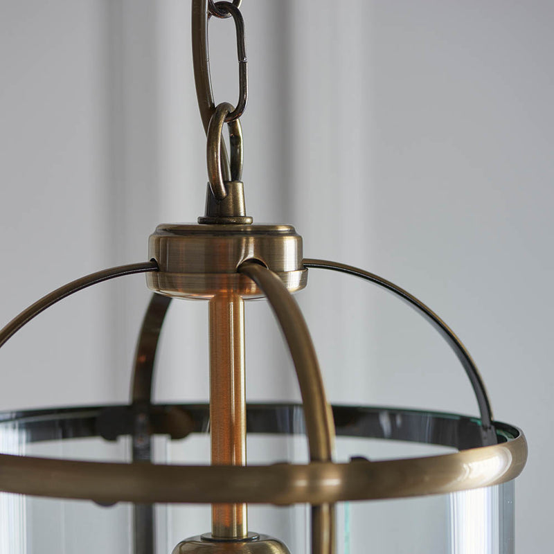 Lambeth Lantern Pendant – alternative view in antique brass