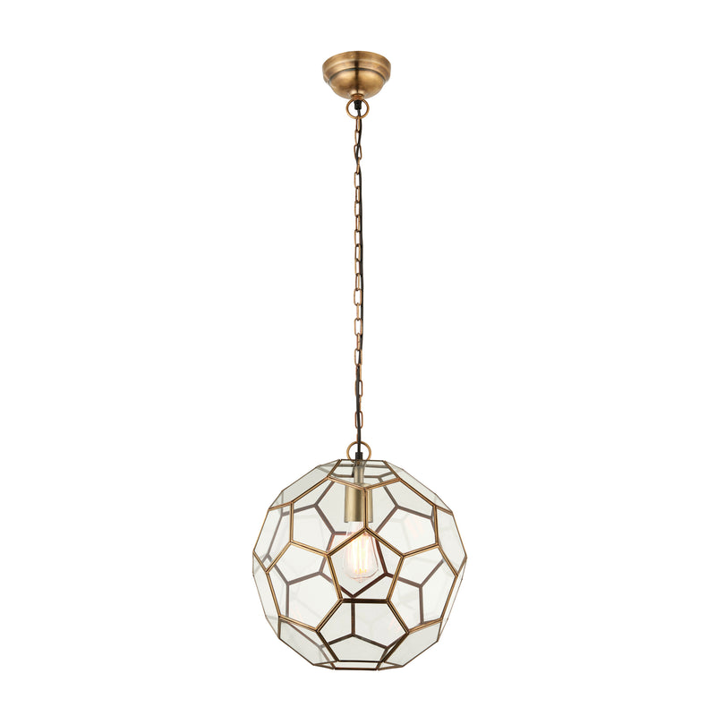 Endon Miele Pendant in antique brass with clear glass