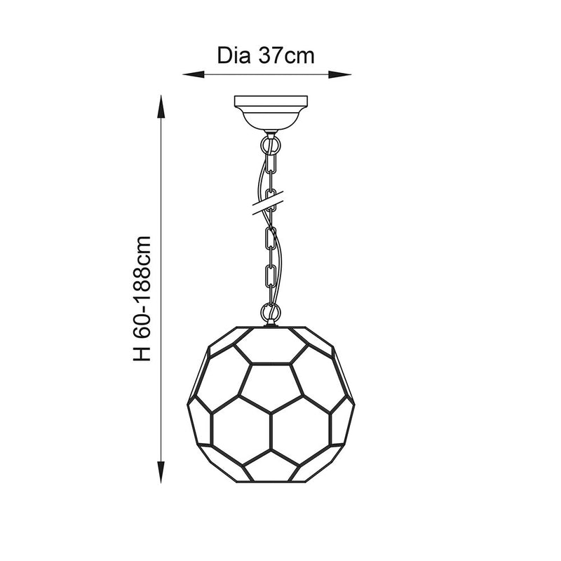 Miele Pendant dimension drawing showing width and drop