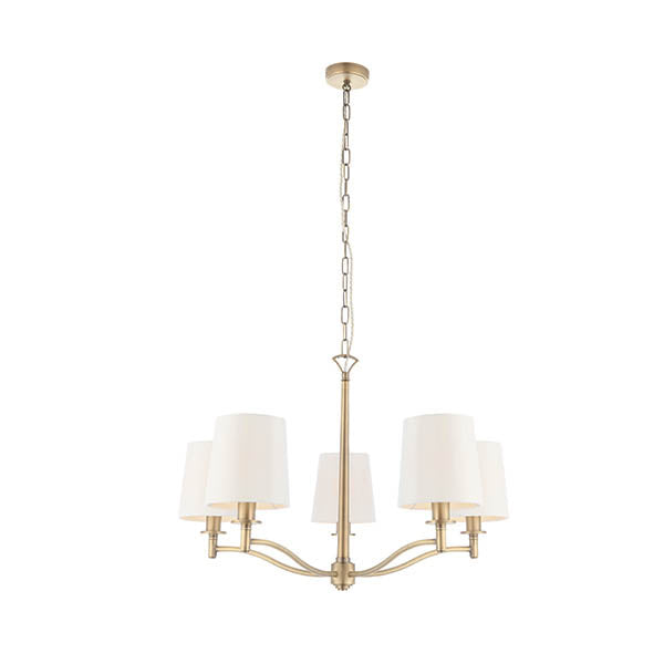 Close-up of the Ortona 5 Light Chandelier ceiling plate and fittings