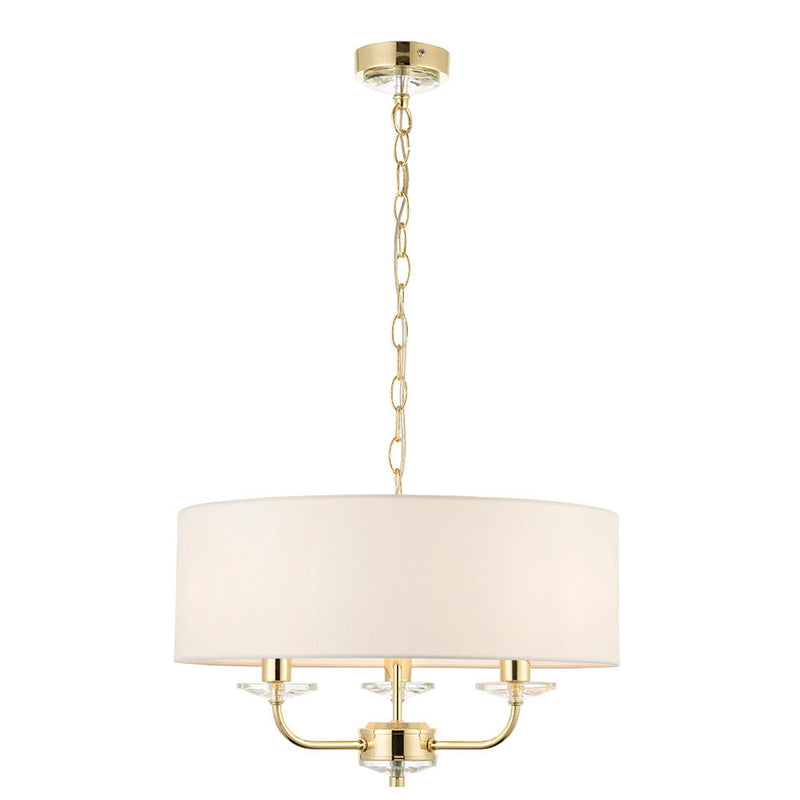 Nixon 3 Light Chandelier – alternative view in brass