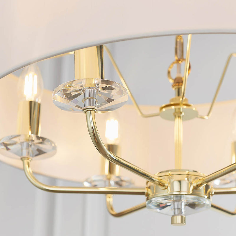 Nixon 6 Light Chandelier in brass shown in a room setting