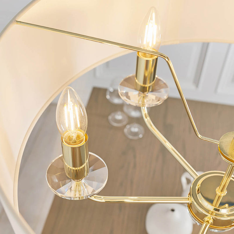 Detail of the brass finish on the Nixon 6 Light Chandelier