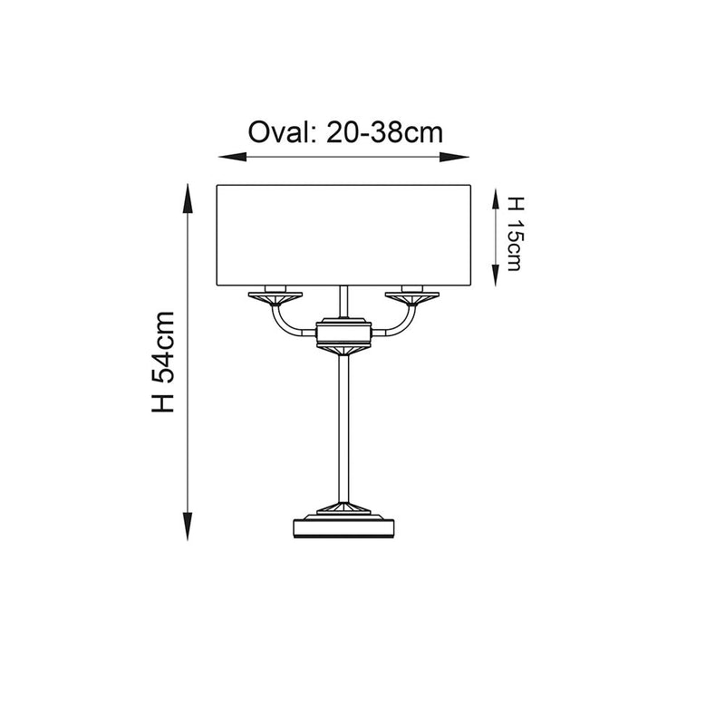 Nixon 2 Light Table Lamp dimension drawing showing height and width