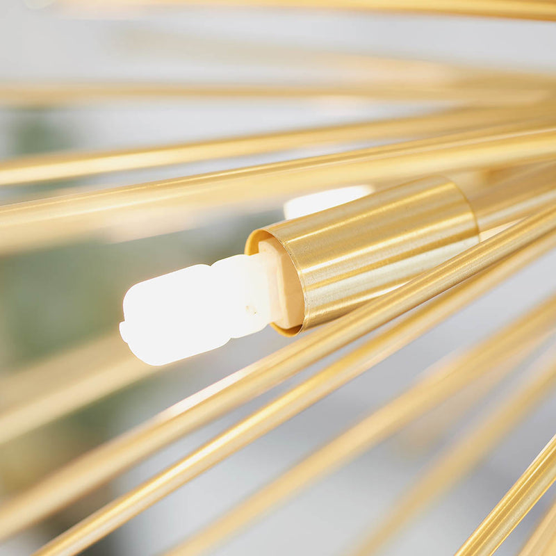 Detail of the satin brass finish on the Orta 9 Light Sputnik Pendant