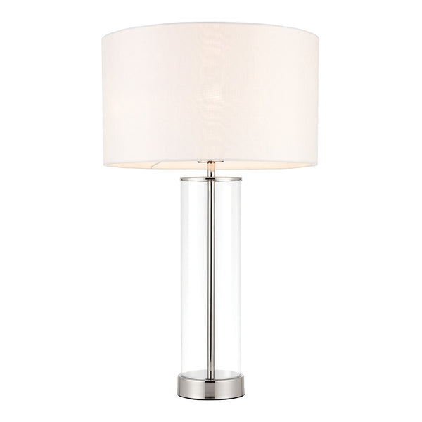 Endon Lessina Touch Table Lamp in bright nickel on a white background
