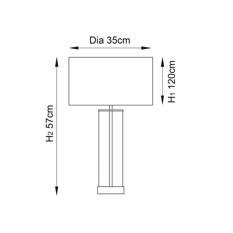 Lessina Touch Table Lamp dimension drawing showing height and width