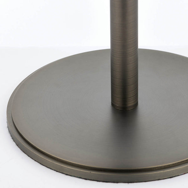 Detail of the brushed bronze and linen finish on the Hayfield Table Lamp