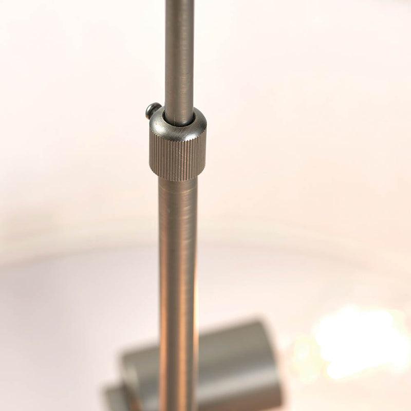 Close-up of the metalwork on the Hayfield 3 Light Drum Pendant