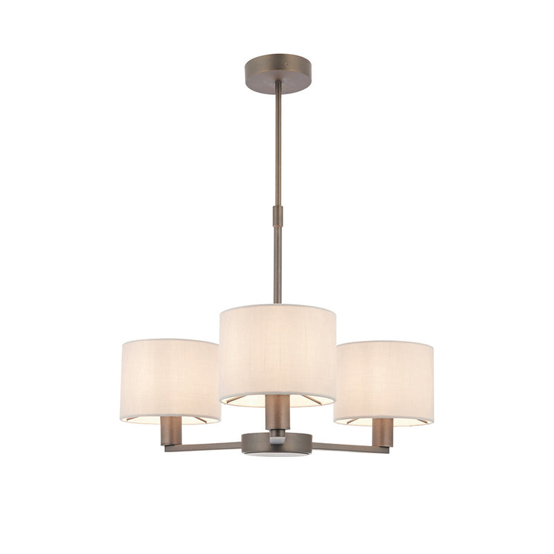 Endon Daley 3 Light Pendant in dark antique bronze with marble fabric