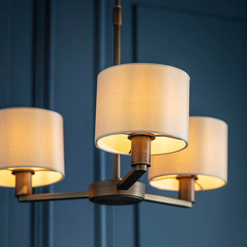 Close-up of the marble fabric on the Daley 3 Light Pendant