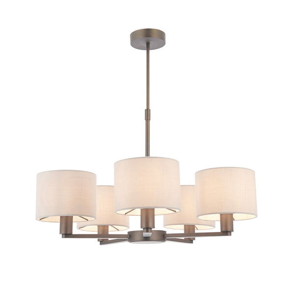 Endon Daley 5 Light Pendant in dark antique bronze with marble fabric