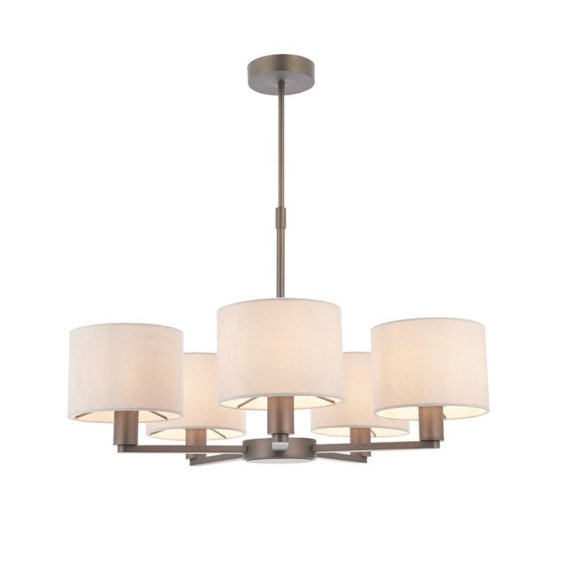 Endon Daley 5 Light Pendant in dark antique bronze with marble fabric