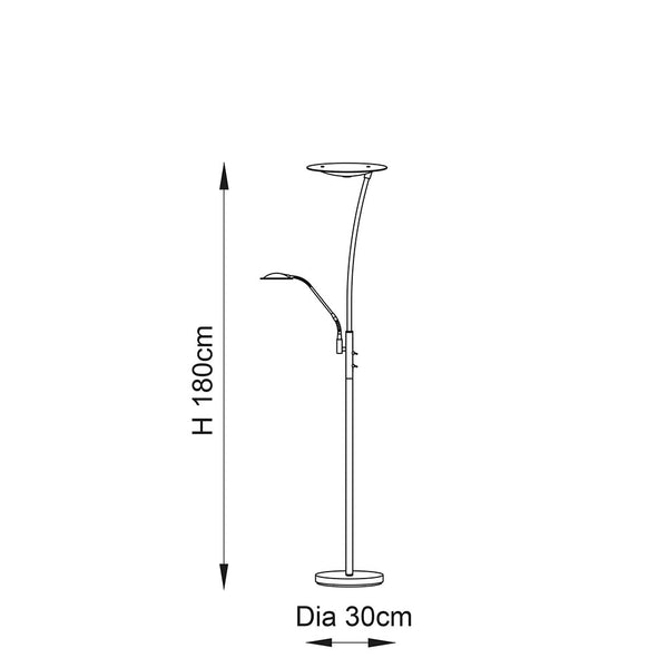 Alassio LED Mother and Child Floor Lamp dimension drawing showing height and width