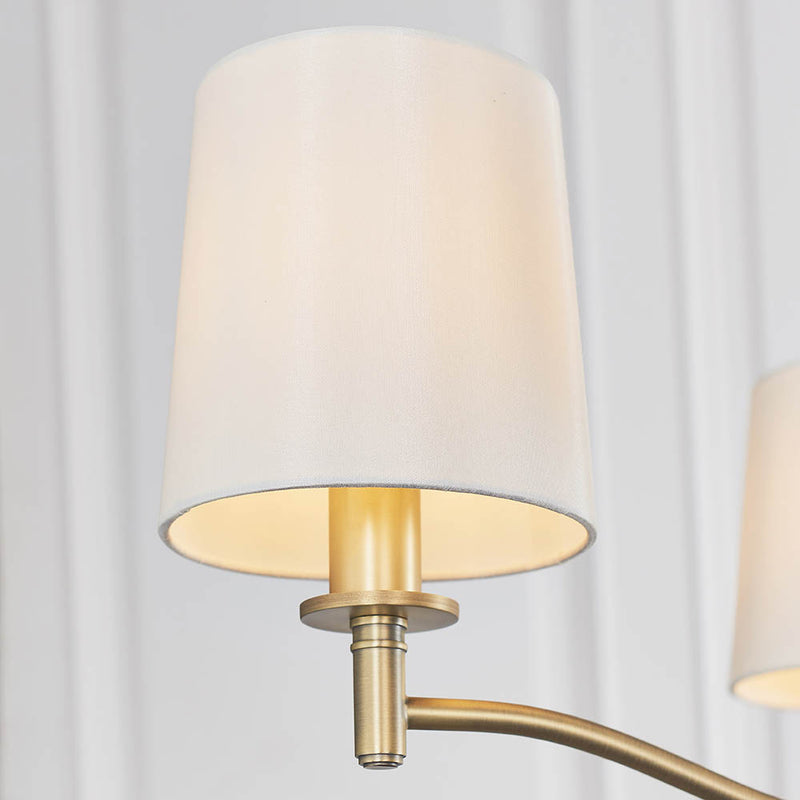 Detail of the matt antique brass finish on the Ortona 3 Light Chandelier