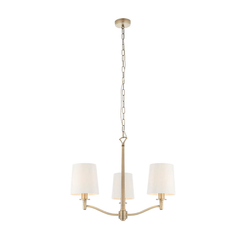 Close-up of the Ortona 3 Light Chandelier ceiling plate and fittings