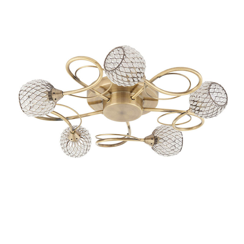 Aherne 5 Light Flush Ceiling Light – alternative view in antique brass