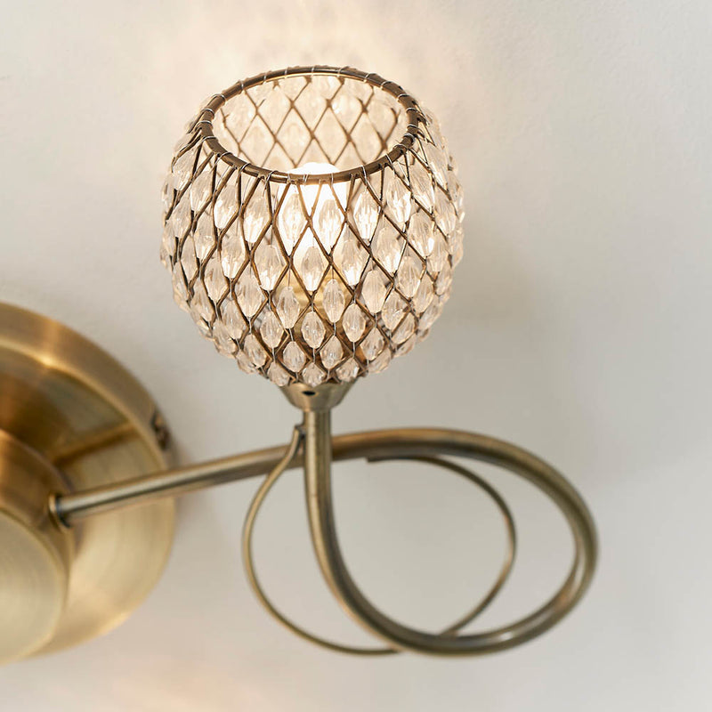 Aherne 3 Light Flush Ceiling Light – alternative view in antique brass
