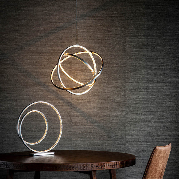 Endon Eternity 3-Light Multi Hoop Pendant Light in Matt Nickel features a contemporary loop design with high-quality K5 crystals, offering warm white LED illumination—a perfect modern centerpiece for dining rooms, living spaces, and hallways.