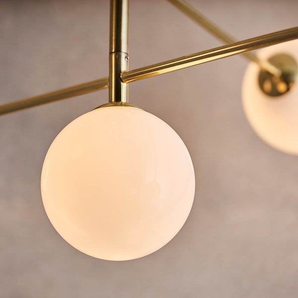 Close-up of the opal glass on the Otto 5 Light Semi Flush Ceiling Light