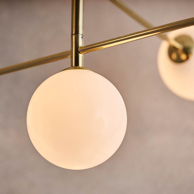 Close-up of the opal glass on the Otto 5 Light Semi Flush Ceiling Light
