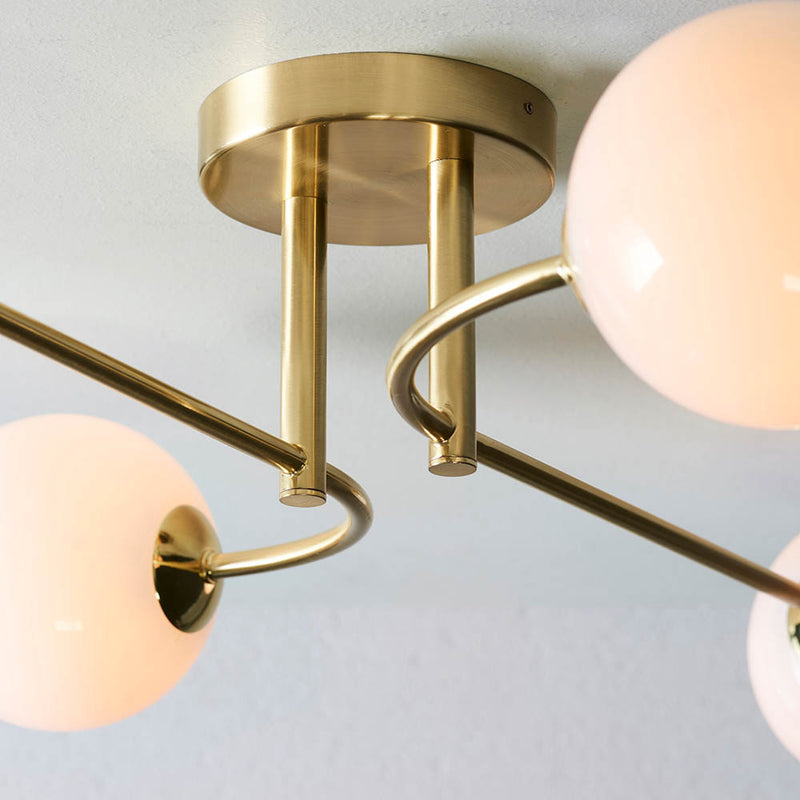 Close-up of the opal glass on the Otto 4 Light Semi Flush Ceiling Light