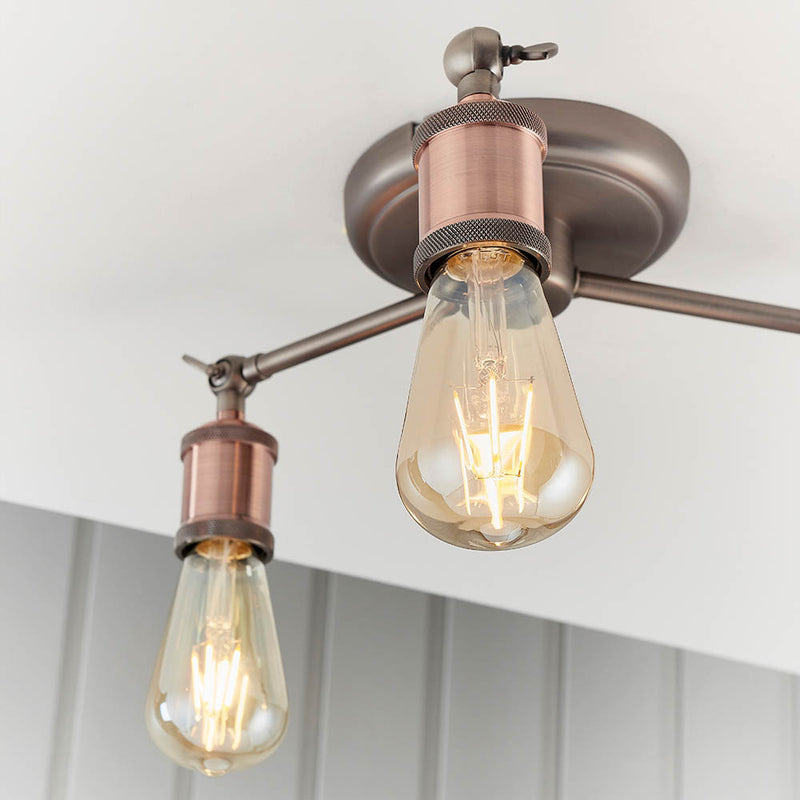 Close-up of the metalwork on the Hal 3 Light Semi Flush Ceiling Light