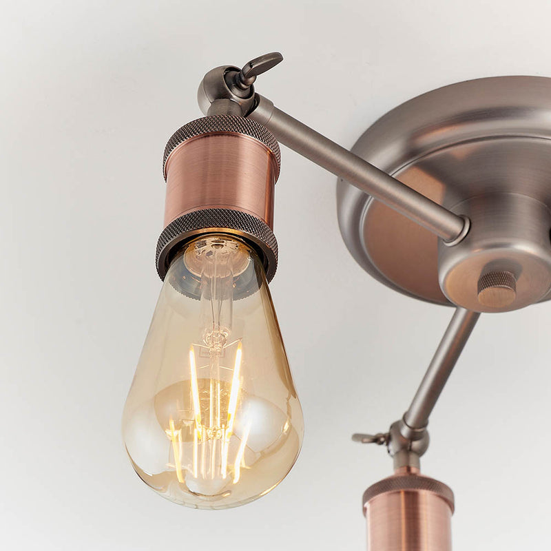 Hal 3 Light Semi Flush Ceiling Light – alternative view in aged pewter and copper
