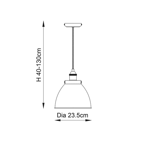 Franklin Small Pendant dimension drawing showing width and drop