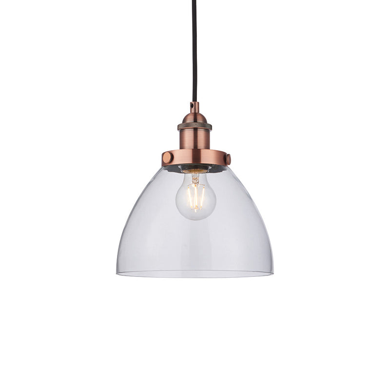 Endon Hansen Pendant in aged copper with clear glass