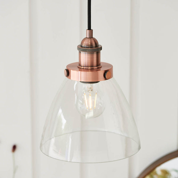 Hansen Pendant lit up in a styled kitchen