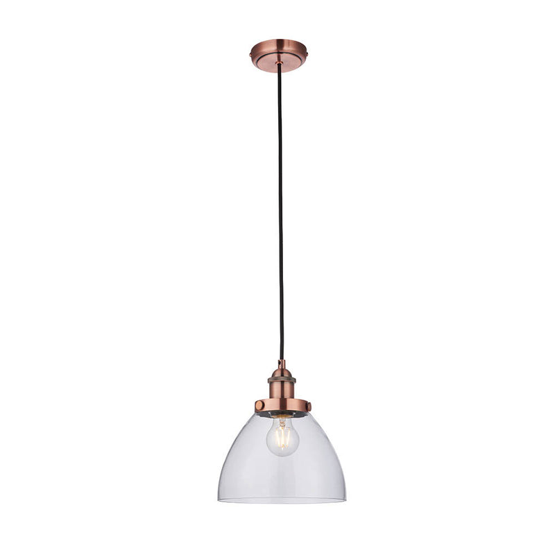 Detail of the aged copper finish on the Hansen Pendant