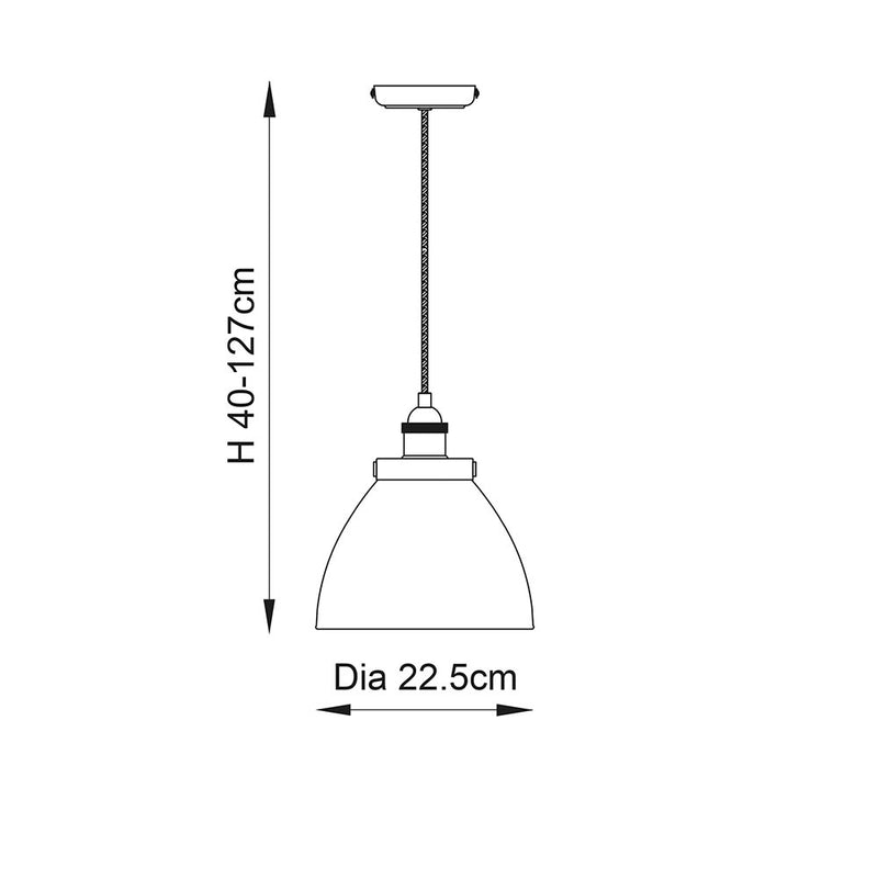 Hansen Pendant dimension drawing showing width and drop