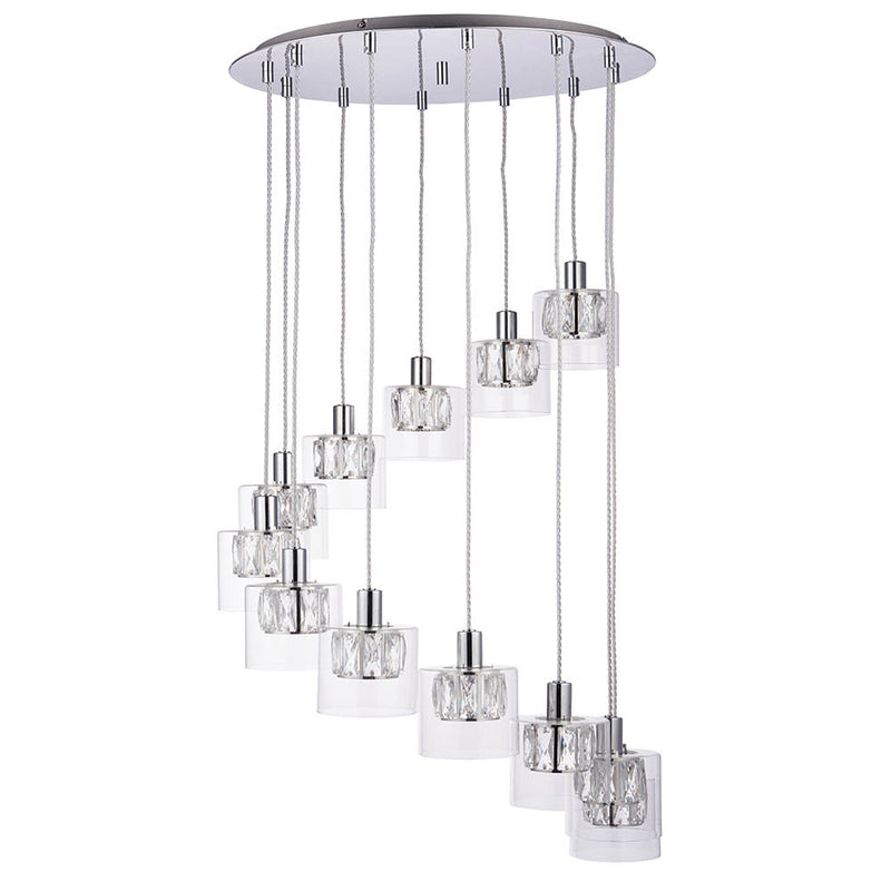 Verina 12 Light Cascade Pendant – alternative view in chrome