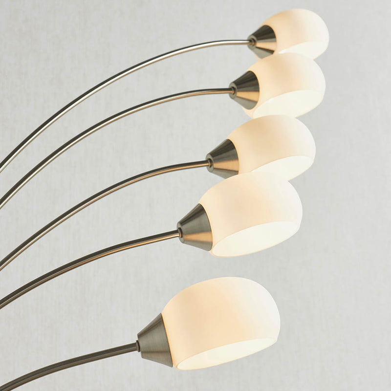 Close-up of the Jaspa 5 Light LED Arc Floor Lamp shade and finish