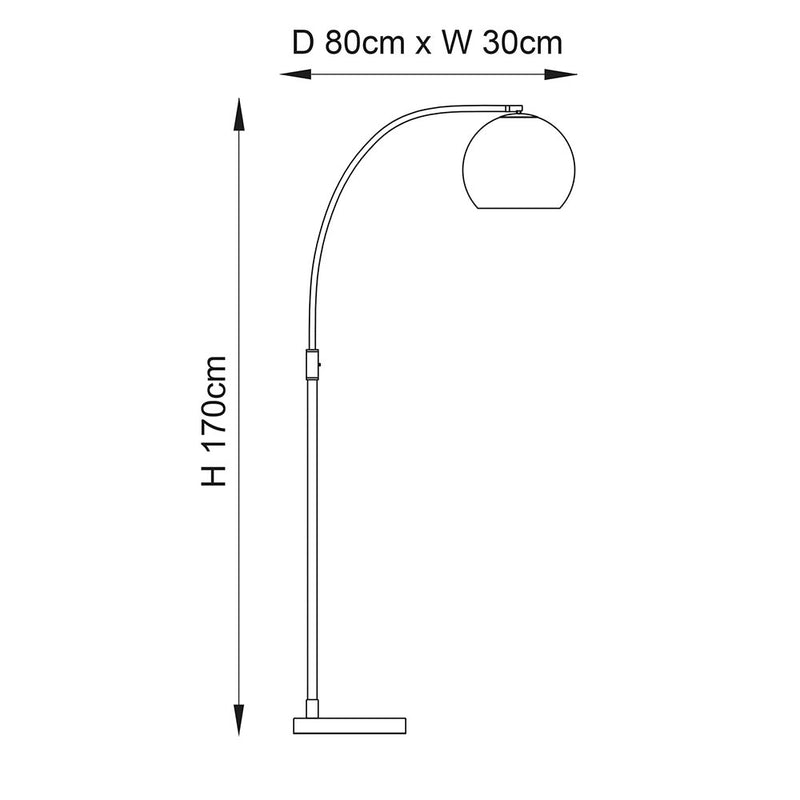 Otto Floor Lamp dimension drawing showing height and width