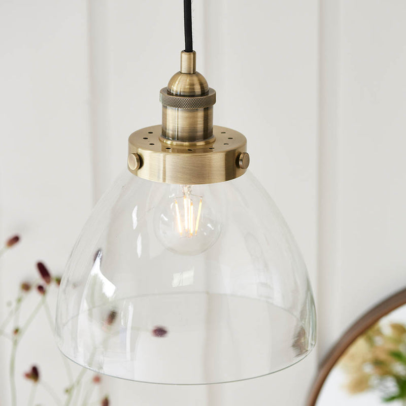 Hansen Pendant lit up in a styled kitchen