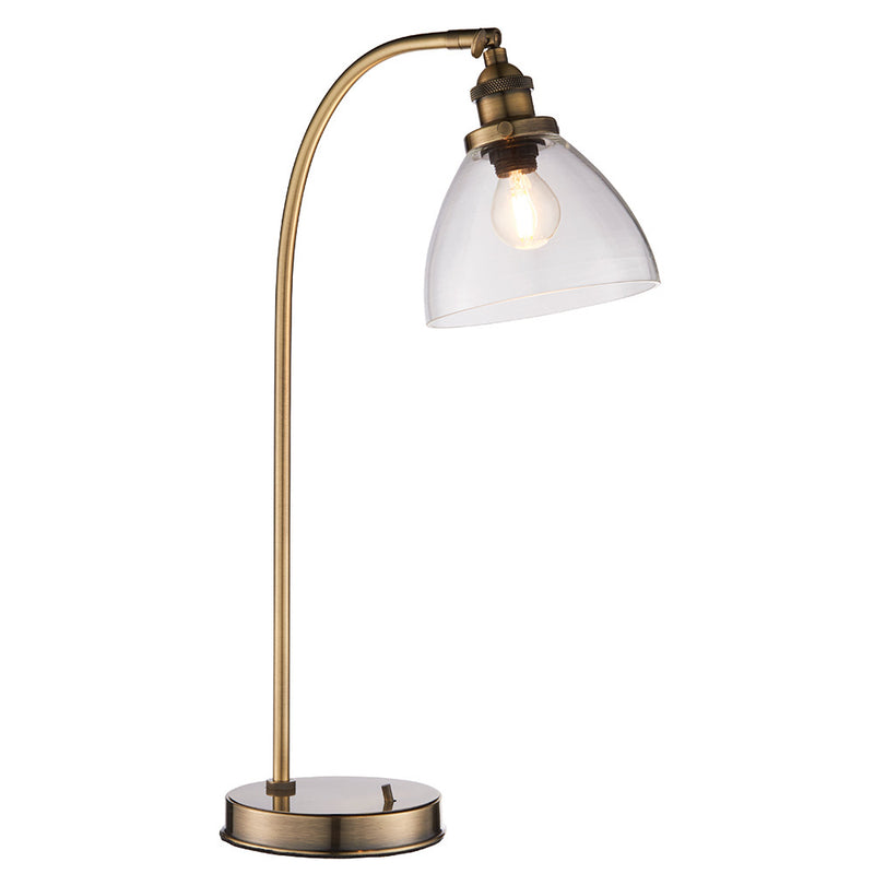 Endon Hansen Task Table Lamp in antique brass on a white background