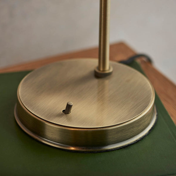 Detail of the antique brass finish on the Hansen Task Table Lamp