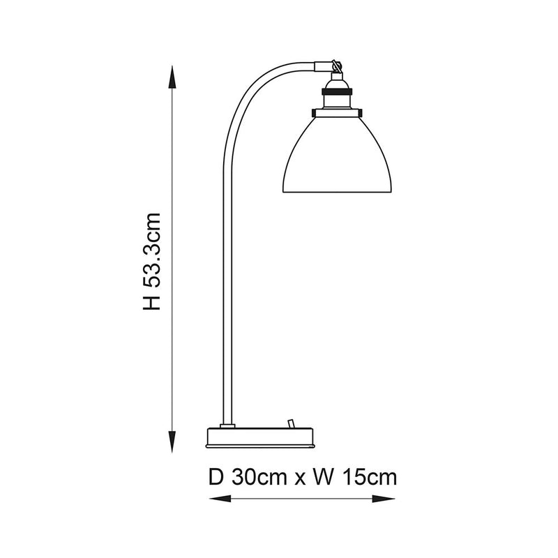 Hansen Task Table Lamp dimension drawing showing height and width