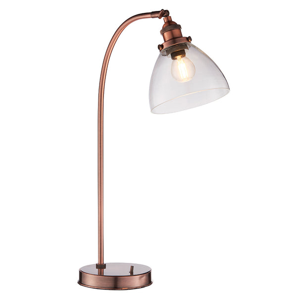 Endon Hansen Task Table Lamp in aged copper on a white background