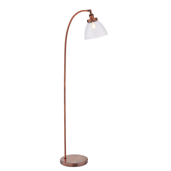 Endon Hansen Floor Lamp in aged copper on a white background