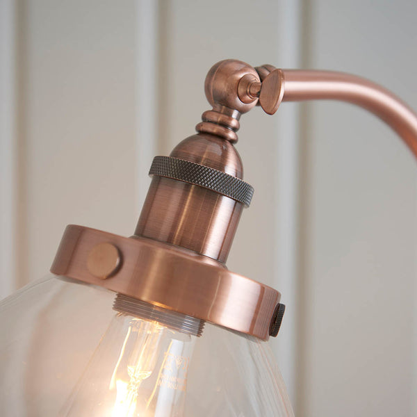 Detail of the aged copper finish on the Hansen Floor Lamp
